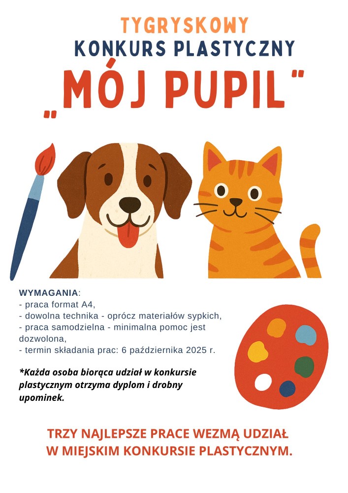 Plakat informujący o konkursie plastycznym "Mój Pupil"