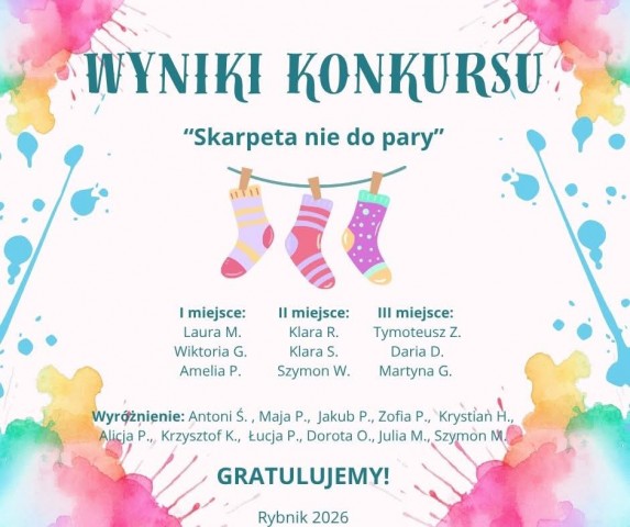 Już są wyniki konkursu "Skarpeta nie do pary".
