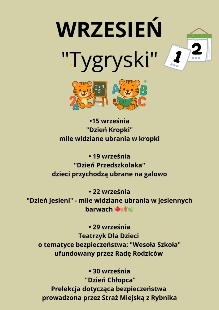 Plakat informujący o dniach szczególnych 